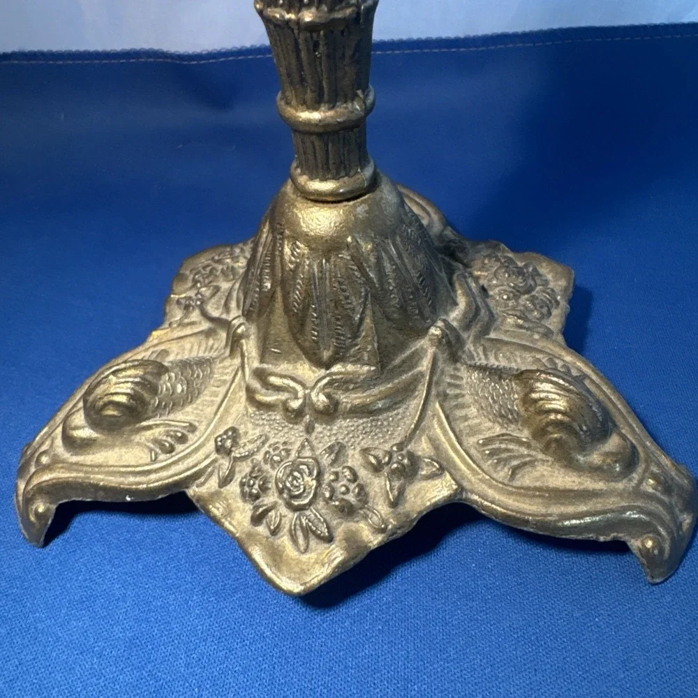 Vintage Ornate Rococo Baroque Gold Tone Metal Candlestick 10